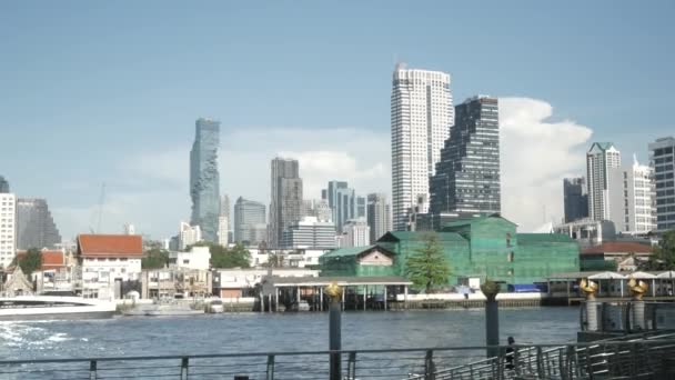 Mart 2022 Bangkok Tayland Yazın Chaopraya Nehri Ile Bangkok Şehri — Stok video