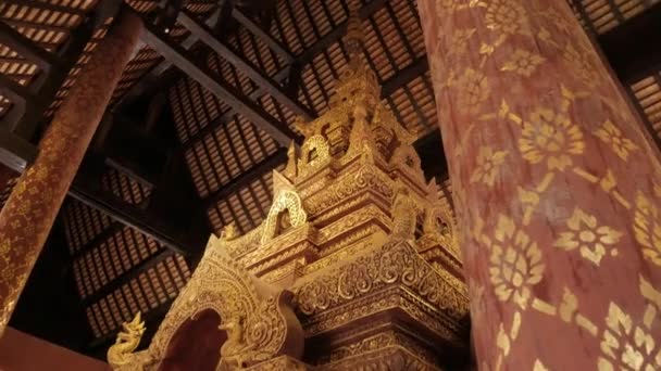 View Beautiful Architecture Pagoda Stupa Beautiful Wat Phra Singha Temple — Stok video