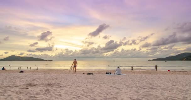 Time Lapse Sunset Tropical Sea Beach Landscape Light Nature Cloudscape — Vídeo de Stock