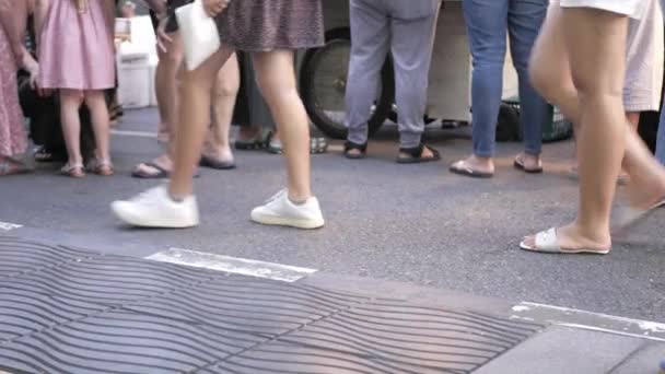 Blick Auf Die Fußgängerzone Während Viele Menschen Auf Dem Wochenendmarkt — Stockvideo