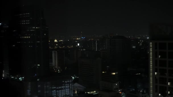 Bangkok Şehrinin Gece Manzaralı Modern Bina Kulesi — Stok video
