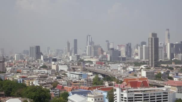 Április 2022 Bangkok Thaiföld Kilátás Felhőkarcoló Vízszintes Vonal Felett Nyári — Stock videók