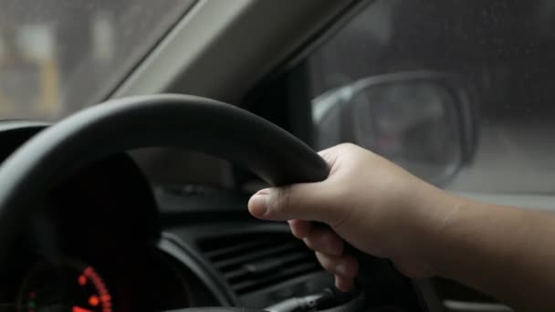 Hombre Conductor Mano Coche Volantes Viajar Vacaciones Viaje Por Carretera — Vídeo de stock