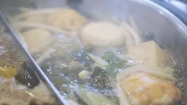 Close View Hotpot Shabu Full View Vegetable Mushroom Asian Food — Vídeo de stock