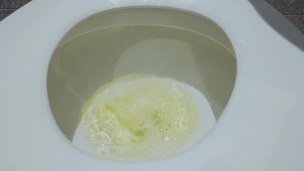 Toilettenschüssel Für Hygienekonzept Spülen Beim Spülen Toilettenschüssel Pinkeln — Stockvideo