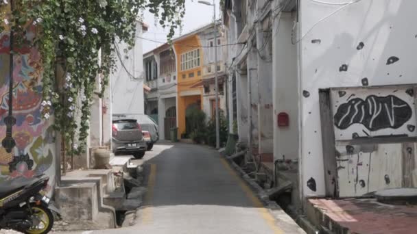 Augustus 2022 Penang Maleisië Landschap Straatbeeld Van Oude Wereld Erfgoed — Stockvideo