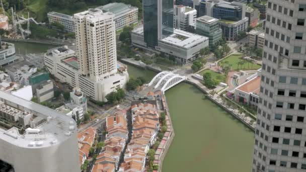 Vista Pájaro Clarke Zona Muelle Famoso Distrito Vida Nocturna Singapur — Vídeo de stock