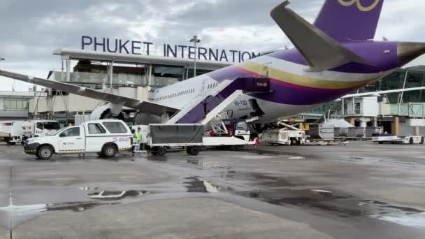 Junho7 2022 Phuket Tailândia Ver Lentidão Dentro Baía Estacionamento Aeroporto — Vídeo de Stock