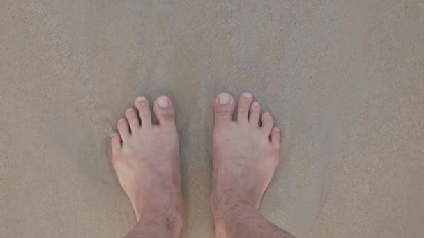 Pov Barefeet While Relaxing White Sand Beach Sea Summer Holiday — Αρχείο Βίντεο