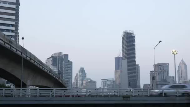Landscape View Bangkok Skyscraper Sunset Time — Stockvideo