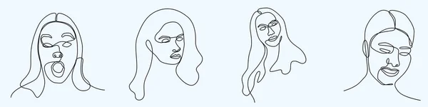 Continuous One Line Hand Drawing Woman Face Line Art Feminine — Archivo Imágenes Vectoriales