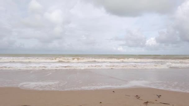 Strand Vit Sand Slät Strand Med Turkos Tropiskt Vatten Hav — Stockvideo