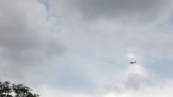 Mirar Hacia Cielo Mientras Avión Comercial Pasajeros Vuela Día — Vídeo de stock