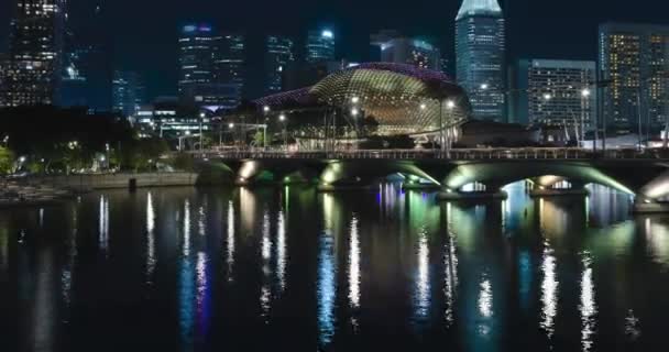 Timelapse Uitzicht Singapore Jachthaven Baai Met Hoge Wolkenkrabber Gebouwen Het — Stockvideo