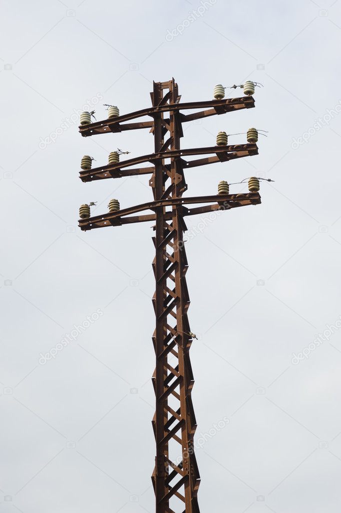 Old rusty electrical pole 