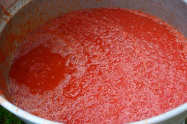 Klasik el yapımı domates koleksiyonu ve aile sosu için eski metal pres sosu üreticisi püre..