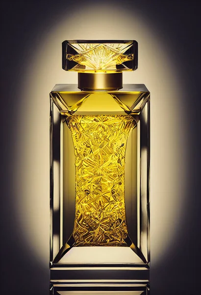 Perfume spray in a glass bottle on beautiful light and elegant background(Selective Focus). 3D illustration.