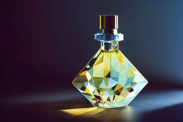 Perfume spray in a glass bottle on beautiful light and elegant background(Selective Focus). 3D illustration.