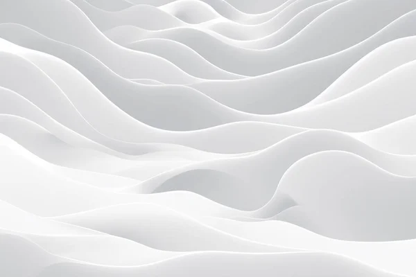 Abstract white wave background. Minimal white graphic wallpaper. 2D Illustration.