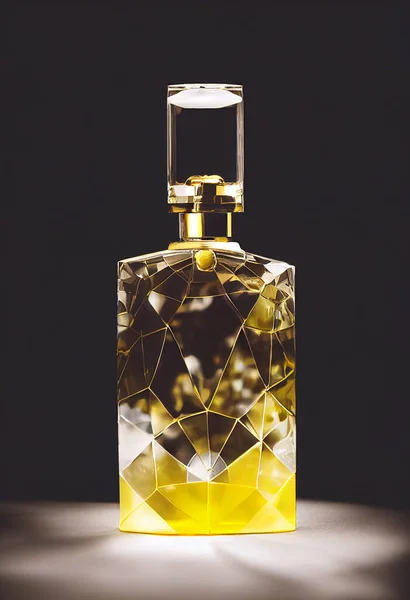 Perfume spray in a glass bottle on beautiful light and elegant background(Selective Focus). 3D illustration.