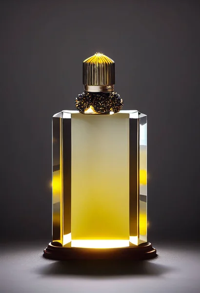 Perfume spray in a glass bottle on beautiful light and elegant background(Selective Focus). 3D illustration.