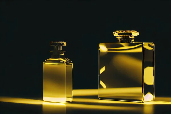 Perfume spray in a glass bottle on beautiful light and elegant background(Selective Focus). 3D illustration.