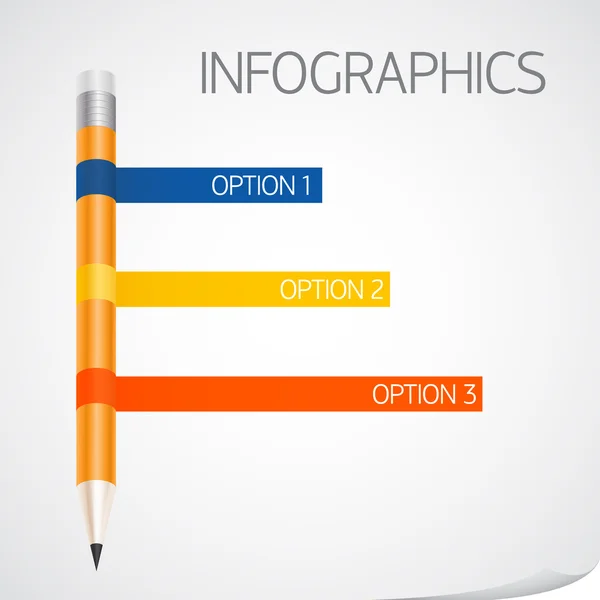 Infografika šablona s tužkou stuha banner — Stockový vektor
