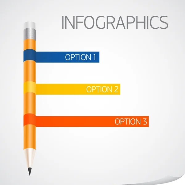 Modèle d'infographie avec bannière de ruban crayon — Image vectorielle
