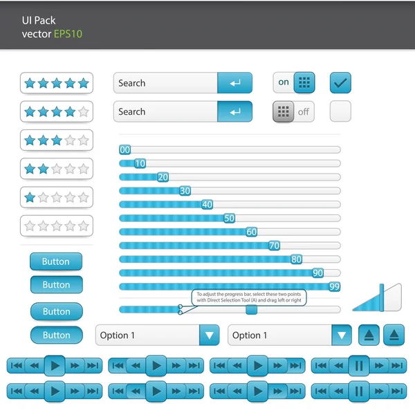 Conjunto de elementos UI e kit de interface de usuário web —  Vetores de Stock