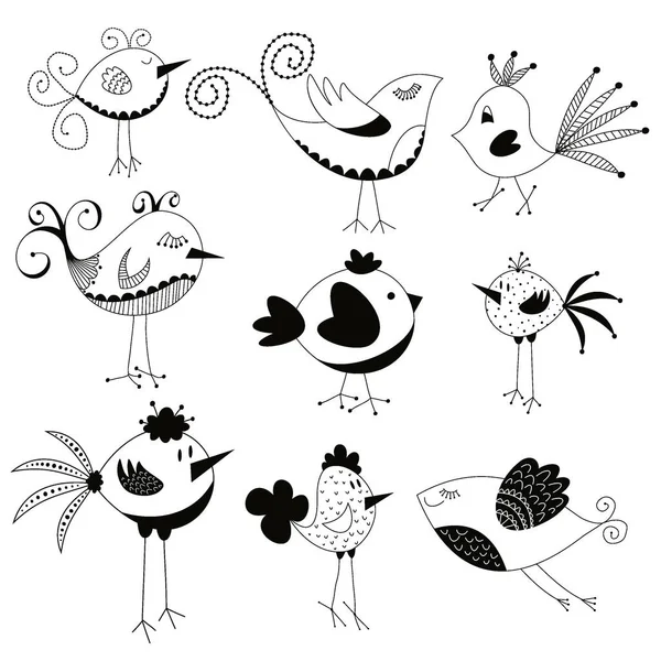 Whimsical Hand Drawn Bird Doodles Scalable Vectors Add Color Make Graphismes Vectoriels