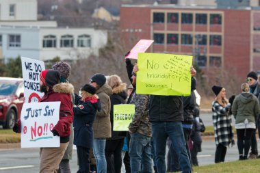 Citizens protesting vaccine mandates for COVID at the Newfoundland and Labrador House of Assembly (Confederation Building), taken on November 20, 2021, in St. John's.