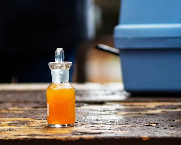 Determination Dissolved Oxygen Bottle Showing Color Development — Photo