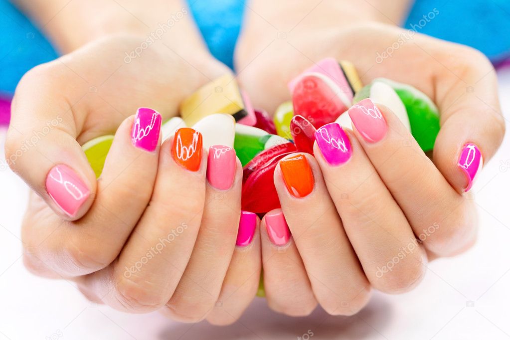 Multicolored and bright manicure — Stock Photo © bezikus #20798987