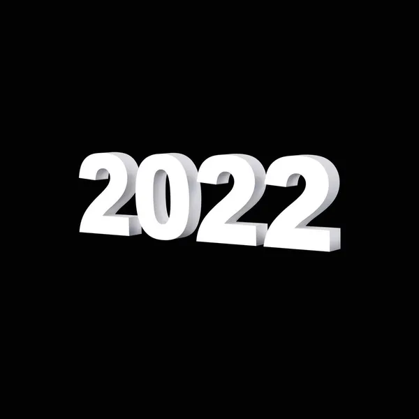 2022 в 3d ілюстрації рендеринга на чорному тлі — стокове фото