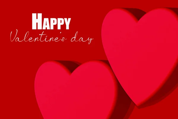 Современная минимальная открытка на красном фоне с текстом Happy Valentine — стоковое фото