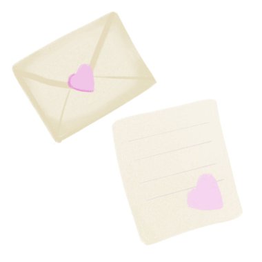 Beyaz arkaplanda izole edilmiş aşk mektubu illüstrasyonu