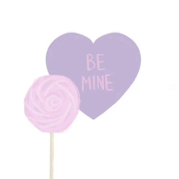 Amor coração ilustração com marshmallow isolado no fundo branco — Fotografia de Stock