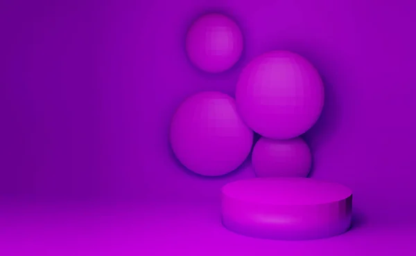 Rendu 3D moderne minimal fond piédestal couleur pourpre — Photo