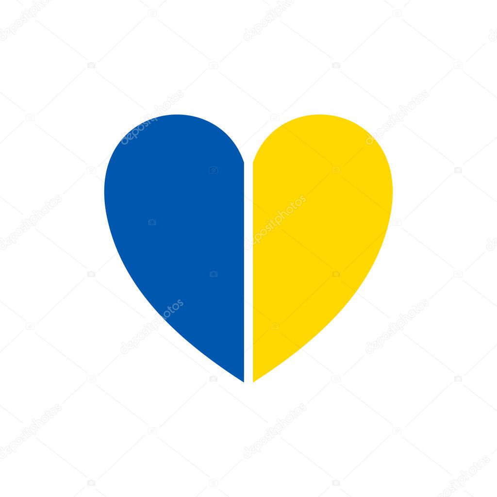 Heart symbol blue and yellow color the Ukrainian flag
