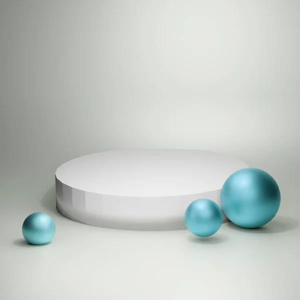 Plantilla de podio de fondo de forma geométrica abstracta de ilustración de renderizado 3d para presentación color blanco con azul — Foto de Stock