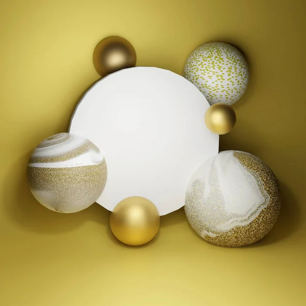 3d render ilustração abstrato geométrico forma dourado fundo quadro modelo — Fotografia de Stock