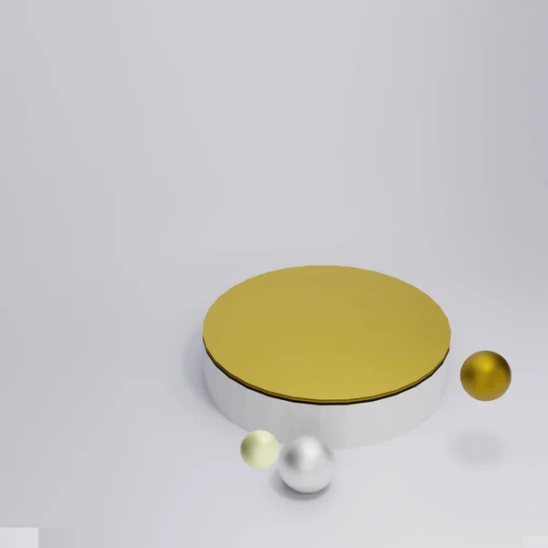 3d renderizado ilustración forma geométrica fondo podio plantilla color blanco con oro — Foto de Stock