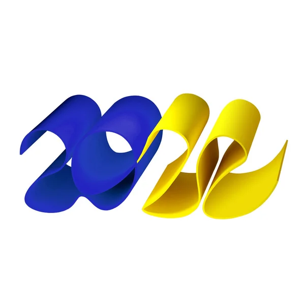 3d render ilustración de la fecha 2022 color azul y amarillo —  Fotos de Stock