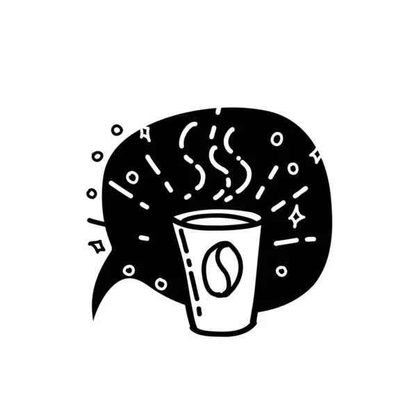 Coffee cup illustration in black color in doodle style — Stock Photo, Image