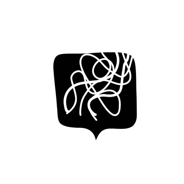 Ilustração emaranhado linhas símbolo pensamento criativo cor preta no estilo doodle — Vetor de Stock