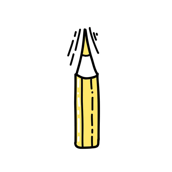 Εικονογράφηση ένα μολύβι σύμβολο κίτρινο χρώμα σε στυλ doodle — Διανυσματικό Αρχείο