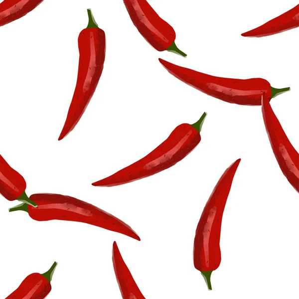 Seamless pattern with chili illustration on a white background — Stockvektor