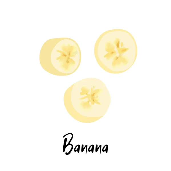 Ilustração Fatia Banana Isolada Sobre Fundo Branco — Vetor de Stock