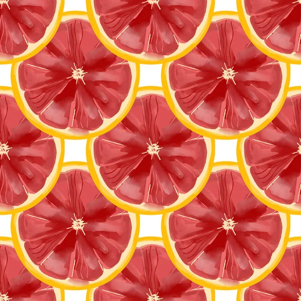 Nahtloses Muster Mit Illustration Von Grapefruitscheiben Aquarell Stil — Stockvektor