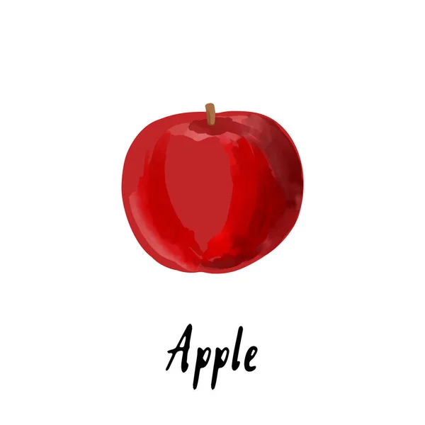 Beyaz Arkaplanda Izole Edilmiş Kırmızı Bir Elma Tasviri — Stok Vektör